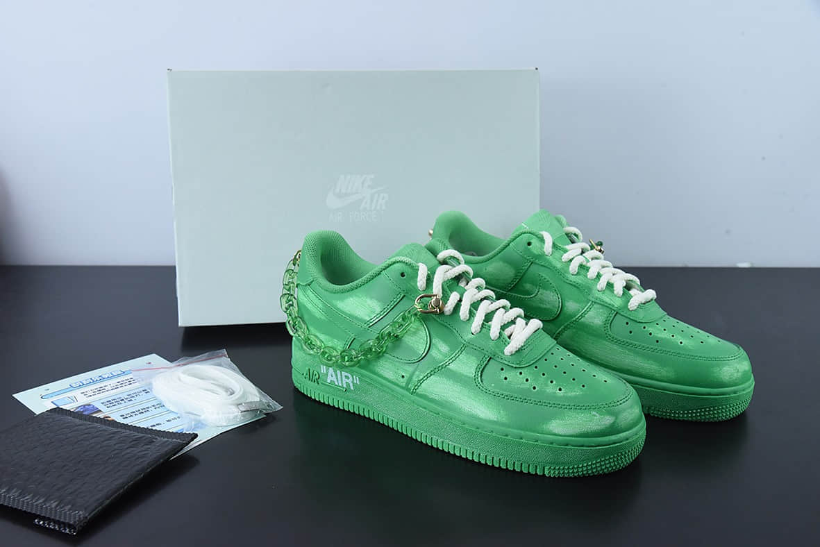 耐克Nike Air Force 1浸染酒精绿链条空军一号低帮休闲板鞋纯原版本 货号：CW2288-111