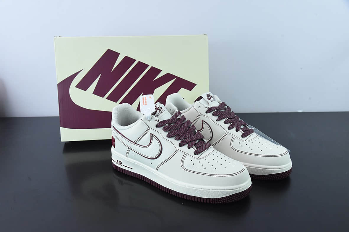 耐克Nike Undefeated x Nike Air Force 1 Low 酒红色空军一号低帮休闲板鞋纯原版本 货号：UN3699-022