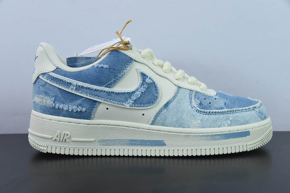 耐克Nike Air Force 1 Low 水洗牛仔破洞空军一号低帮百搭休闲运动板鞋纯原版本 货号：CW1888-611