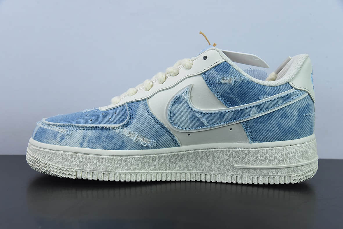 耐克Nike Air Force 1 Low 水洗牛仔破洞空军一号低帮百搭休闲运动板鞋纯原版本 货号：CW1888-611