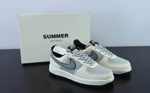 耐克Nike Air Force 1’07 Low QSMilk WhiteFog Blue拼接帆布奶白雾蓝空军一号低帮休闲板鞋纯原版本 货号：DG2296-020