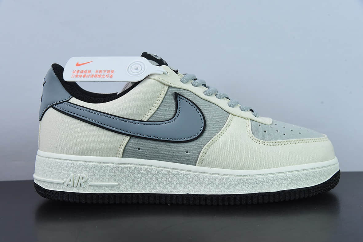 耐克Nike Air Force 1’07 Low QSMilk WhiteFog Blue拼接帆布奶白雾蓝空军一号低帮休闲板鞋纯原版本 货号：DG2296-020
