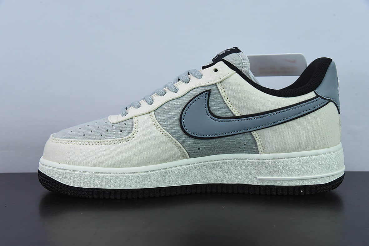 耐克Nike Air Force 1’07 Low QSMilk WhiteFog Blue拼接帆布奶白雾蓝空军一号低帮休闲板鞋纯原版本 货号：DG2296-020