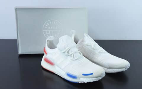 阿迪达斯Adidas NMD_V3 BoostOG White飞织系列针织白宝蓝红低帮爆米花缓震百搭休闲运动跑步鞋纯原版本 货号：GX3379