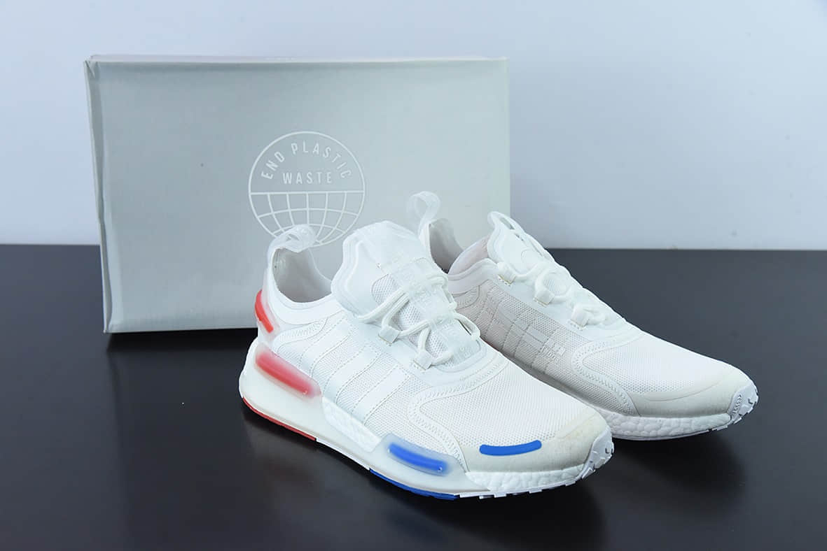 阿迪达斯Adidas NMD_V3 BoostOG White飞织系列针织白宝蓝红低帮爆米花缓震百搭休闲运动跑步鞋纯原版本 货号：GX3379