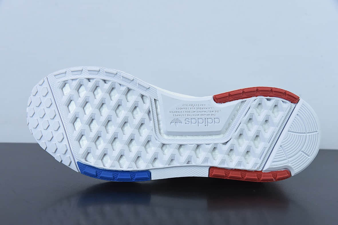 阿迪达斯Adidas NMD_V3 BoostOG White飞织系列针织白宝蓝红低帮爆米花缓震百搭休闲运动跑步鞋纯原版本 货号：GX3379