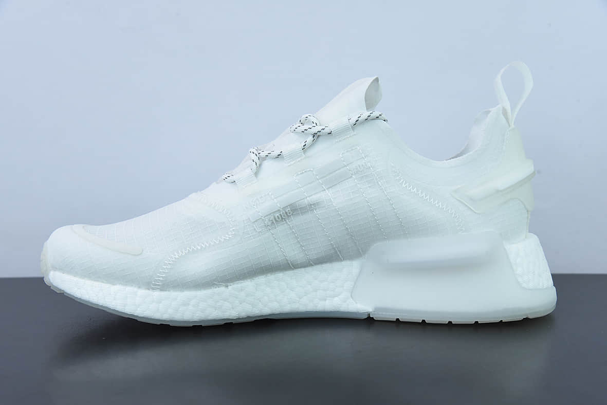阿迪达斯Adidas NMD_V3 BoostOG White飞织系列纯白低帮爆米花缓震百搭休闲运动跑步鞋纯原版本 货号：GX3374