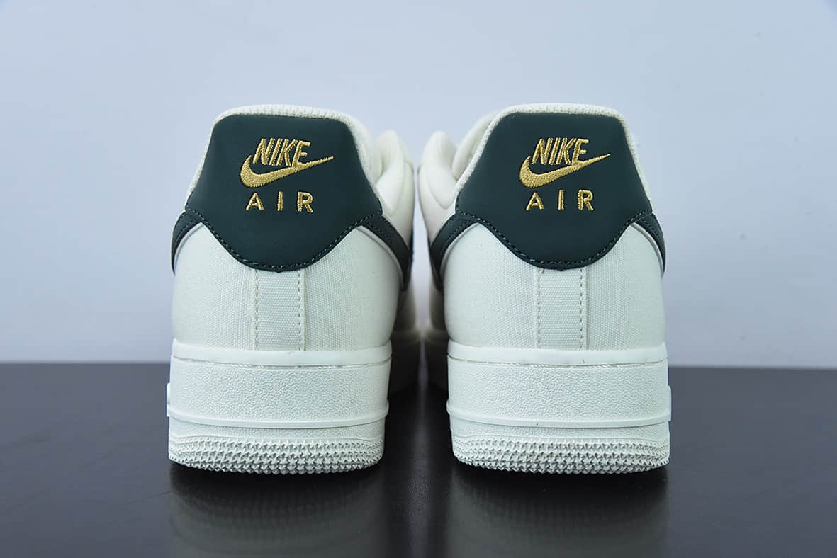 耐克Nike Air Force 1 Low 07 帆布米白暗绿金迷你双钩子空军一号低帮板鞋纯原版本 货号：MN5696-309