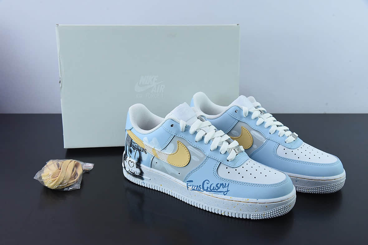 耐克Nike Air Force 1 07 LV8 创意绘画白蓝涂鸦空军一号经典低帮百搭休闲运动板鞋纯原版本 货号：CW2288-111