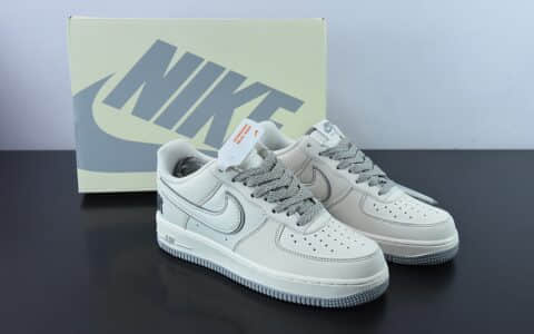 耐克Nike Undefeated x NK Air Force 1 Low 洛杉矶潮牌五道杠联名米灰色空军一号低帮休闲板鞋纯原版本 货号：UN3699-055