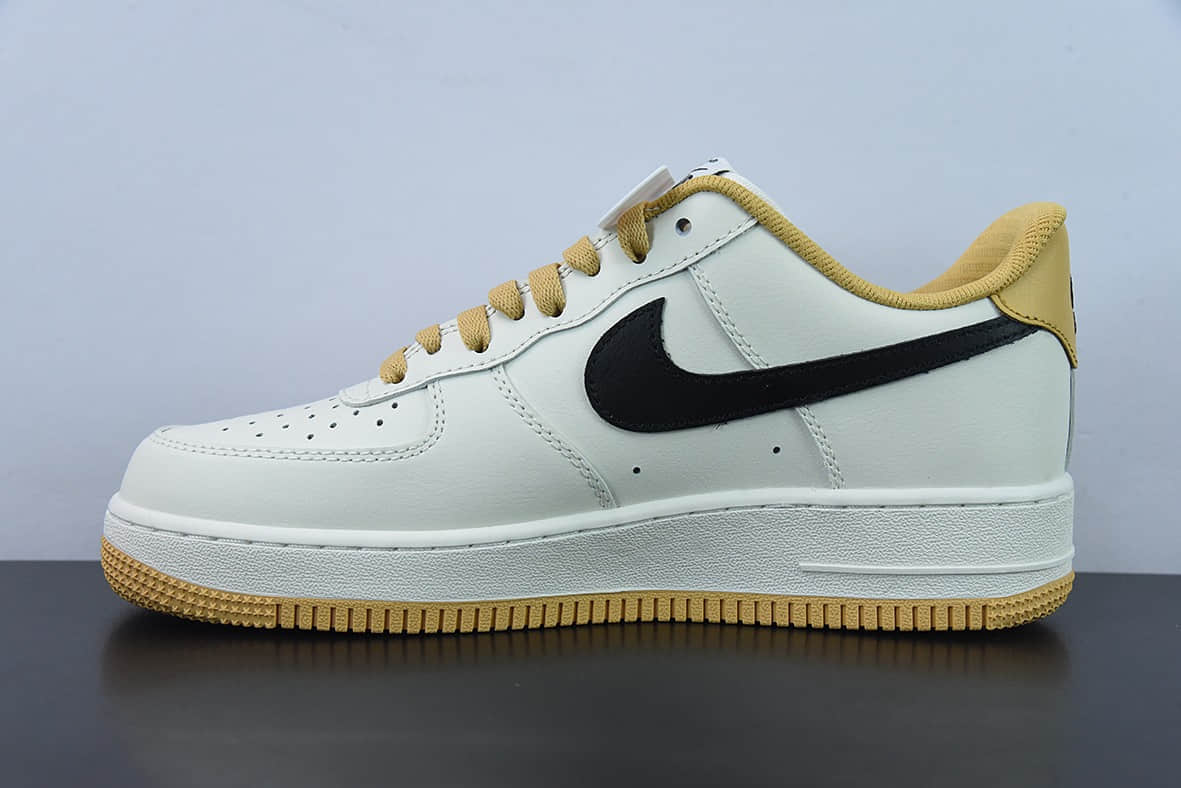 耐克Nike By You Air Force 1'07 Low Retro SP皮革米白姜黄黑钩子空军一号低帮经典百搭休闲运动板鞋纯原版本 货号：FD9063-101