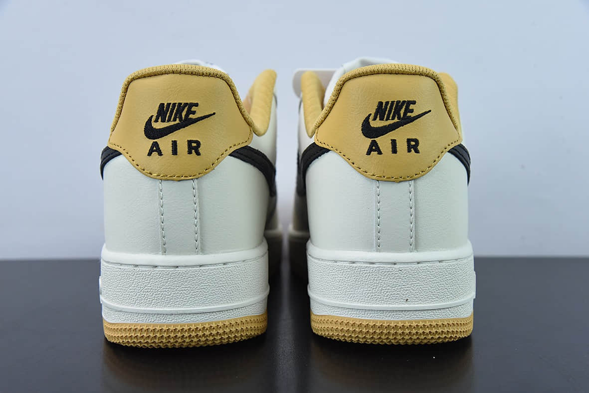 耐克Nike By You Air Force 1'07 Low Retro SP皮革米白姜黄黑钩子空军一号低帮经典百搭休闲运动板鞋纯原版本 货号：FD9063-101