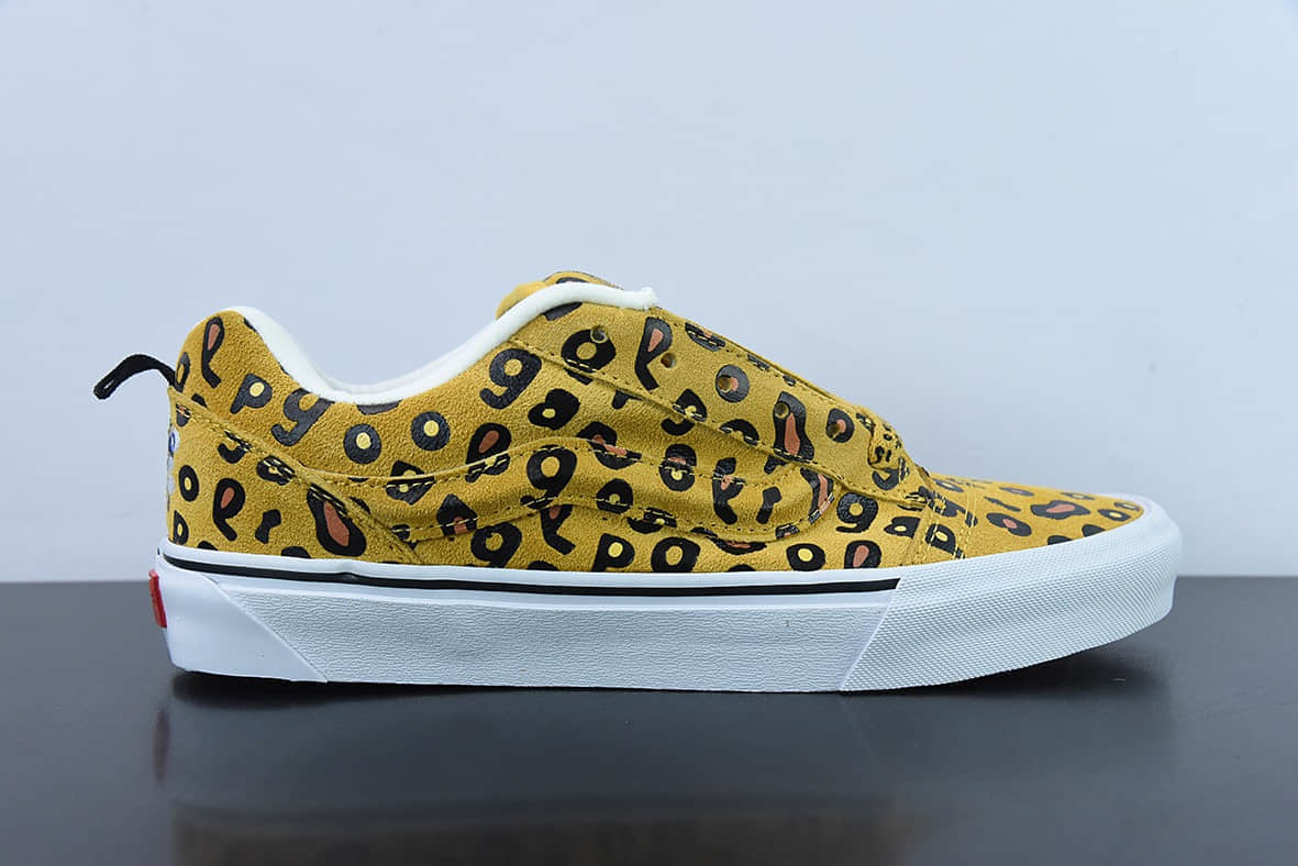 万斯Vans Imran Potato x Vans Vault Knu-Skool VR3 LXLeopard Print坎普尔·茱利安系列肥胖版黄豹纹大LOGO宽鞋带低帮复古硫化休闲运动板鞋纯原版本 货号：VN0A7Q5JB3G