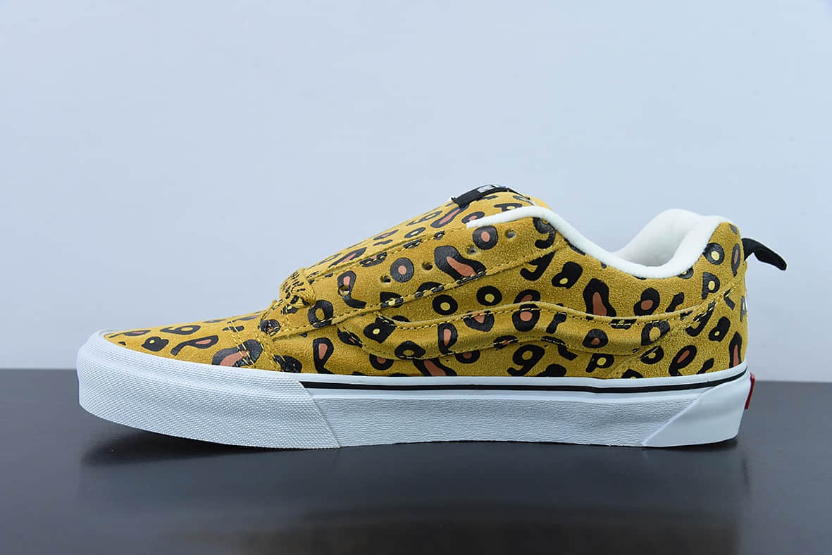 万斯Vans Imran Potato x Vans Vault Knu-Skool VR3 LXLeopard Print坎普尔·茱利安系列肥胖版黄豹纹大LOGO宽鞋带低帮复古硫化休闲运动板鞋纯原版本 货号：VN0A7Q5JB3G