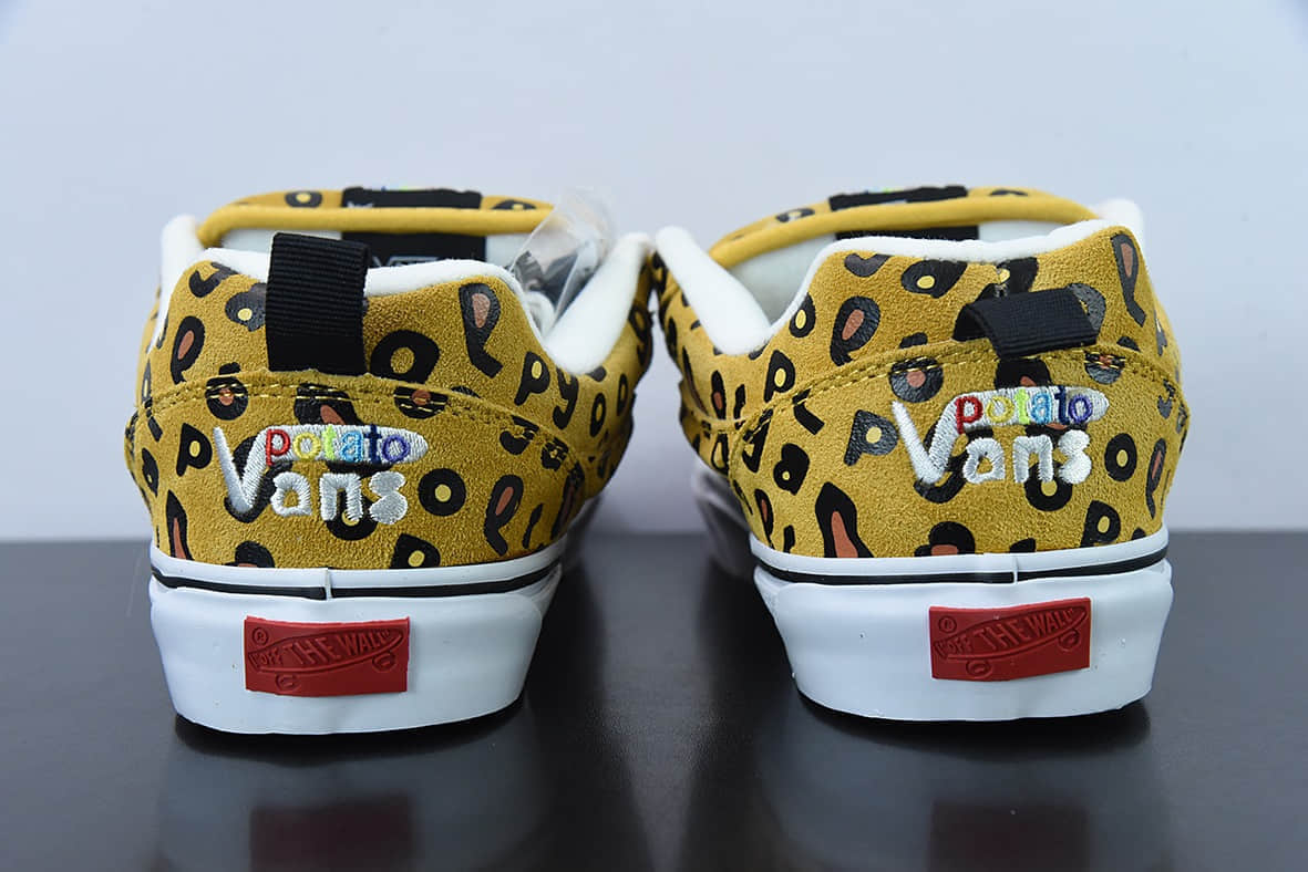 万斯Vans Imran Potato x Vans Vault Knu-Skool VR3 LXLeopard Print坎普尔·茱利安系列肥胖版黄豹纹大LOGO宽鞋带低帮复古硫化休闲运动板鞋纯原版本 货号：VN0A7Q5JB3G