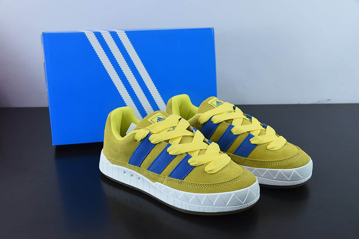 阿迪达斯Adidas Originals Adimatic LowBright Yellow马蒂奇系列黄蓝低帮鲨鱼面包鞋纯原版本 货号：GY2090