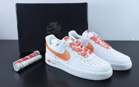 耐克Nike Air Force 1’07 LowJumbo Swoosh Orange白橙渐变大钩空军一号低帮休闲板鞋纯原版本 货号：DV3505-100