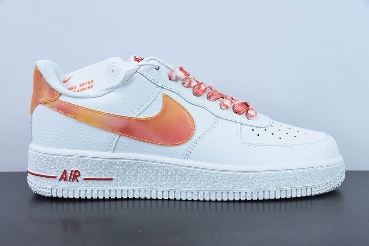 耐克Nike Air Force 1’07 LowJumbo Swoosh Orange白橙渐变大钩空军一号低帮休闲板鞋纯原版本 货号：DV3505-100