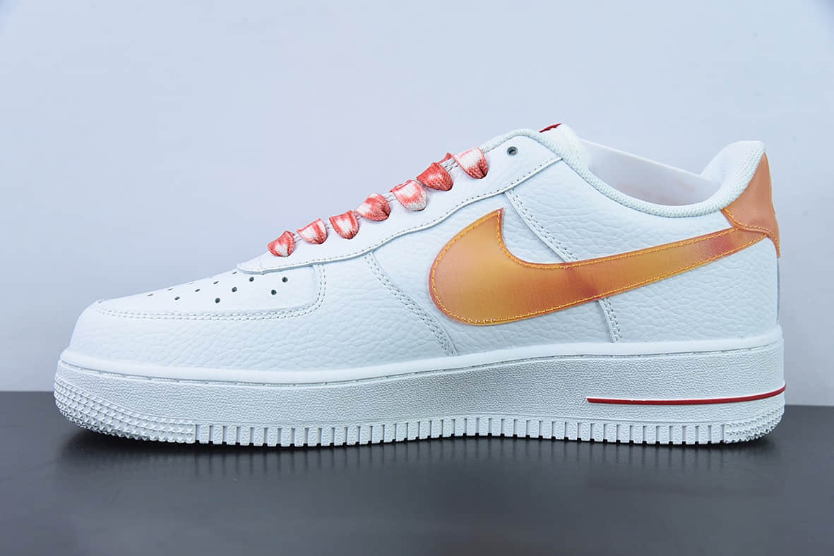 耐克Nike Air Force 1’07 LowJumbo Swoosh Orange白橙渐变大钩空军一号低帮休闲板鞋纯原版本 货号：DV3505-100