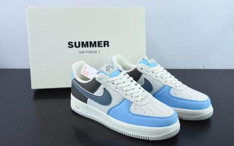 耐克Nike Air Force 1 '07 浅蓝布面空军一号低帮休闲板鞋纯原版本 货号：DG2296-024