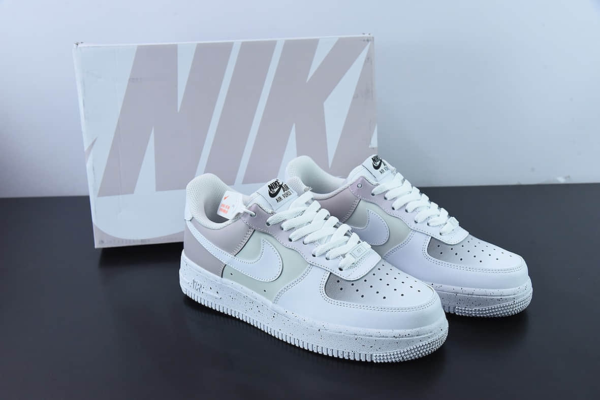 耐克Nike Air Force 1 '07 LowWhitePinkGrey白淡粉灰泼墨空军一号低帮休闲板鞋纯原版本 货号：MM6023-536