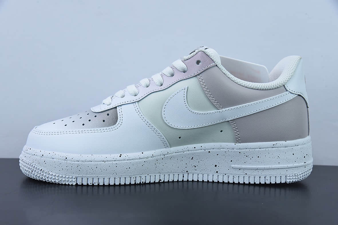 耐克Nike Air Force 1 '07 LowWhitePinkGrey白淡粉灰泼墨空军一号低帮休闲板鞋纯原版本 货号：MM6023-536