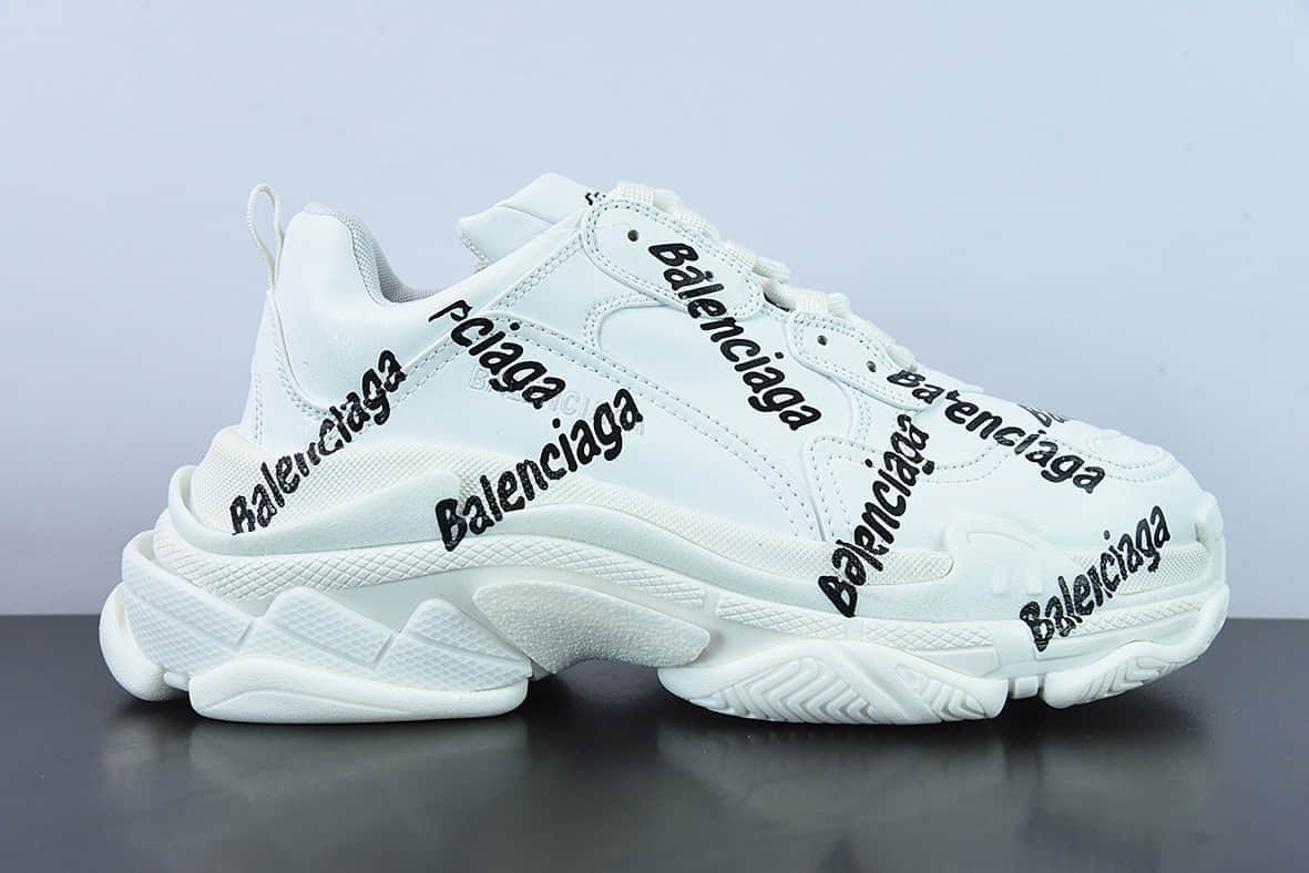 巴黎世家Balenciaga 1.0巴黎世家一代白黑字母弹幕老爹鞋纯原版本 货号：536737W2FAB9010