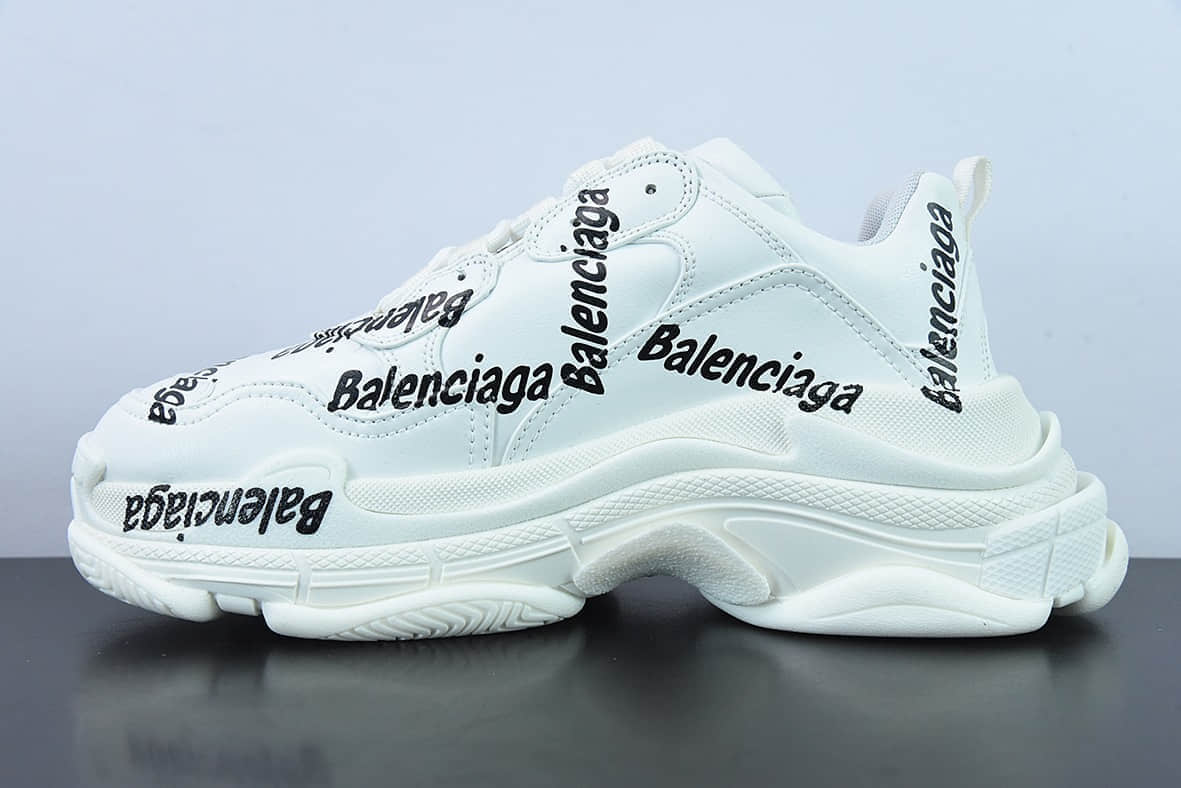 巴黎世家Balenciaga 1.0巴黎世家一代白黑字母弹幕老爹鞋纯原版本 货号：536737W2FAB9010
