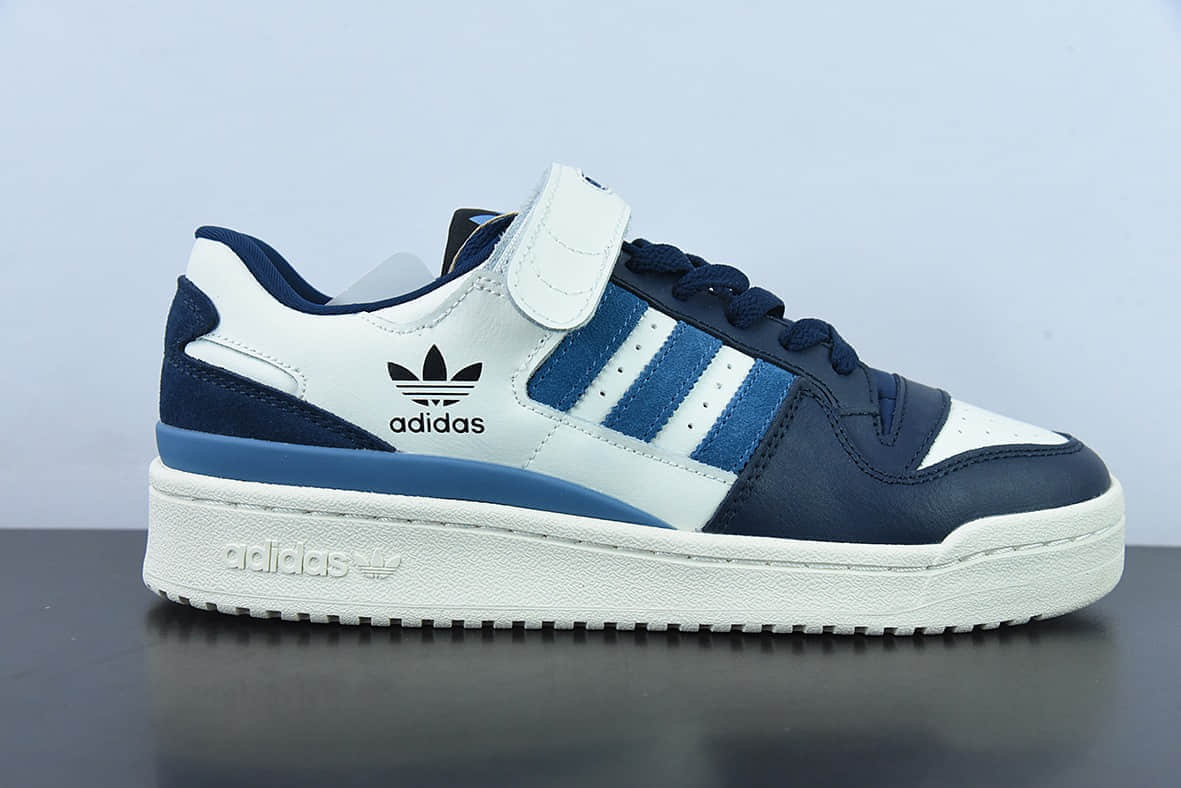 阿迪达斯Adidas Originals Forum 84 Low 罗马系列海军蓝牛仔蓝米白魔术贴低帮复古系带百搭休闲运动板鞋纯原版本 货号：GX2162