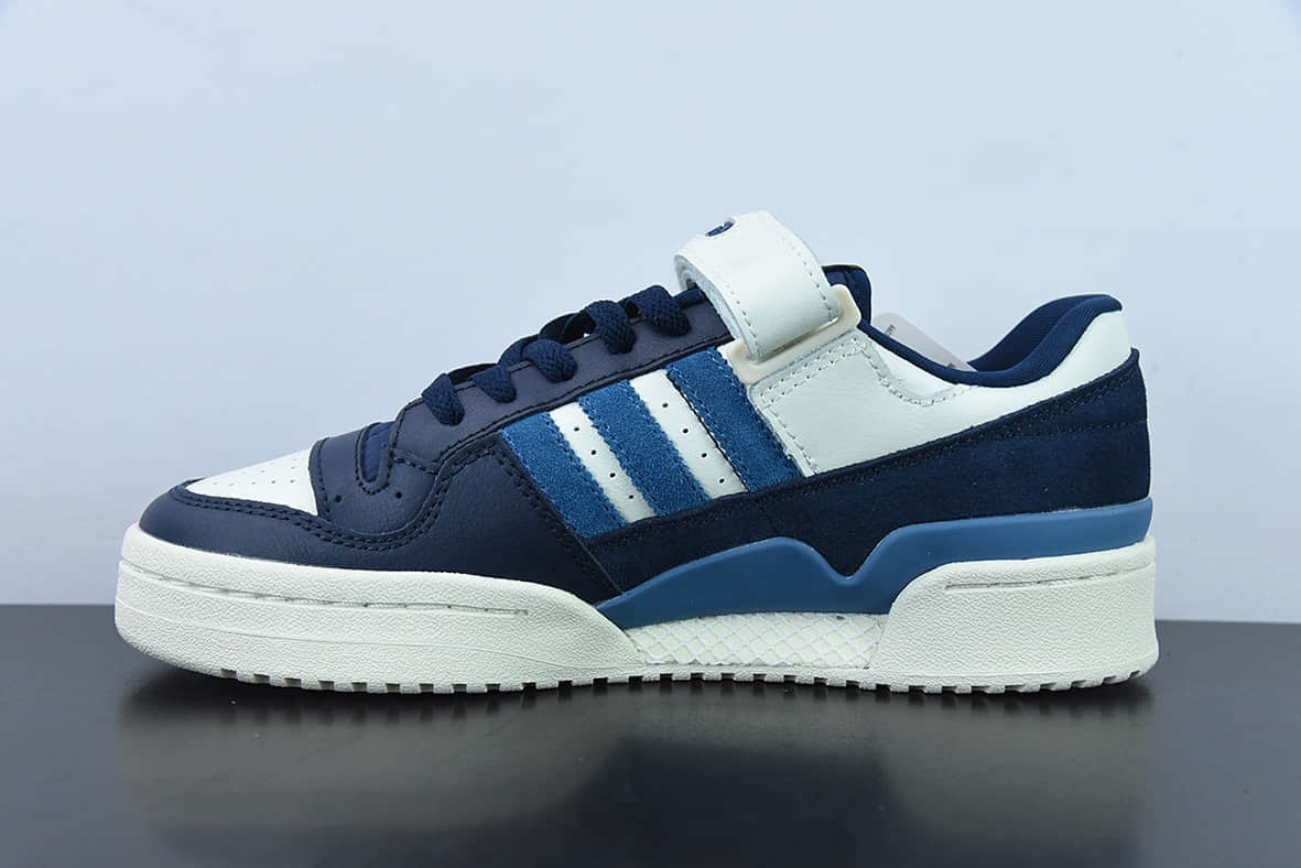 阿迪达斯Adidas Originals Forum 84 Low 罗马系列海军蓝牛仔蓝米白魔术贴低帮复古系带百搭休闲运动板鞋纯原版本 货号：GX2162