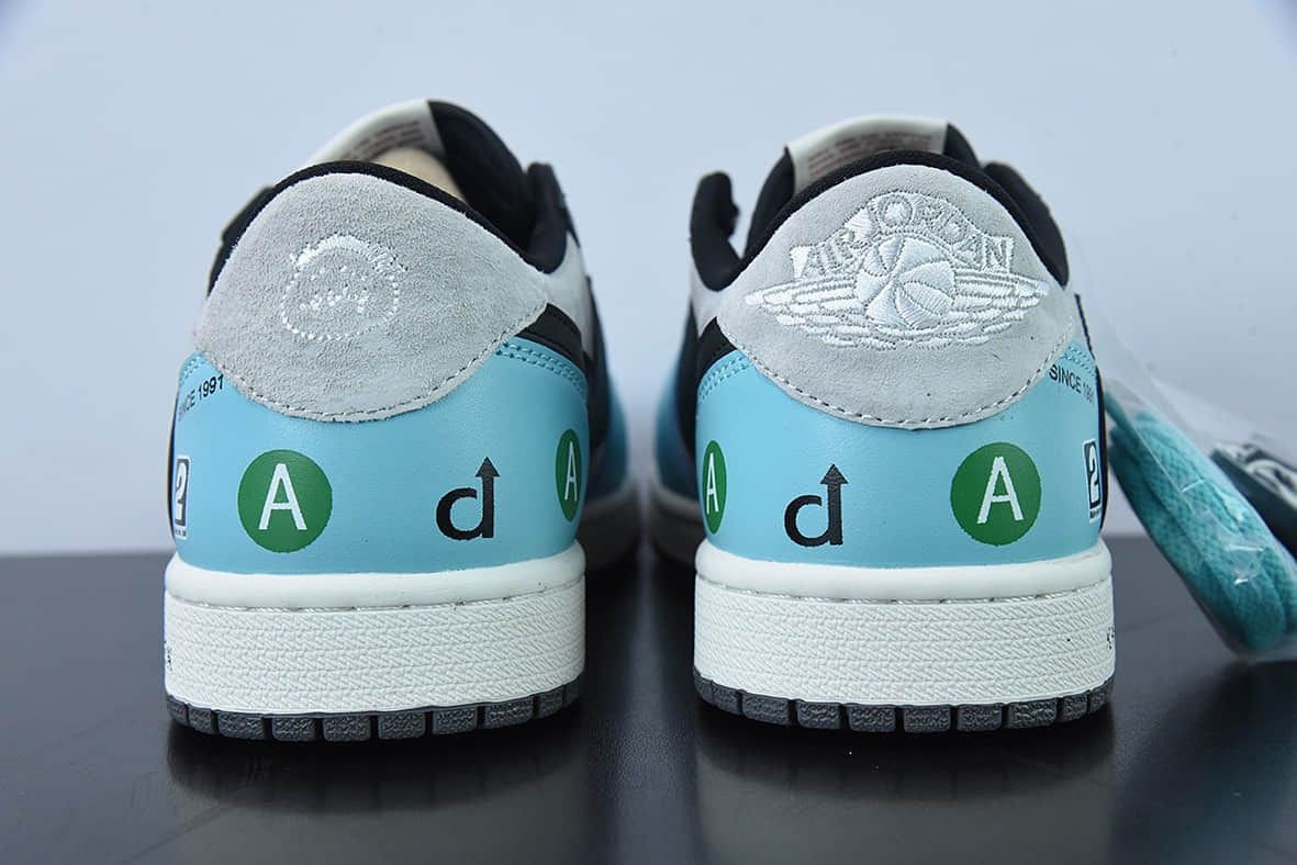乔丹Air Jordan Travis Scott x Air Jordan 1 LowTS联名灰黑蓝千斤顶倒钩低帮休闲板鞋纯原版本 货号：DM7866-009