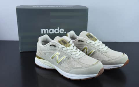 新百伦New Balance 990 V4 40周年米色限定红标灰色复古跑步鞋纯原版本 货号：M990AG4