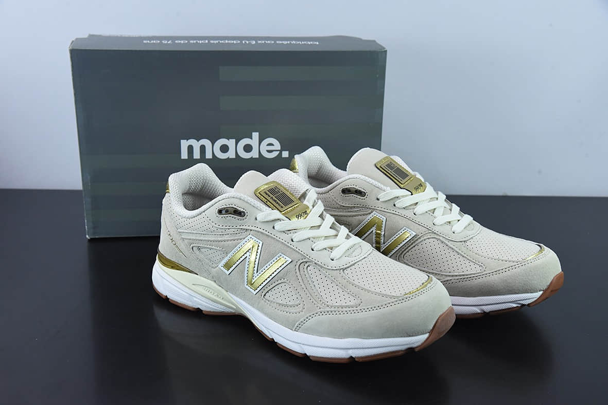 新百伦New Balance 990 V4 40周年米色限定红标灰色复古跑步鞋纯原版本 货号：M990AG4