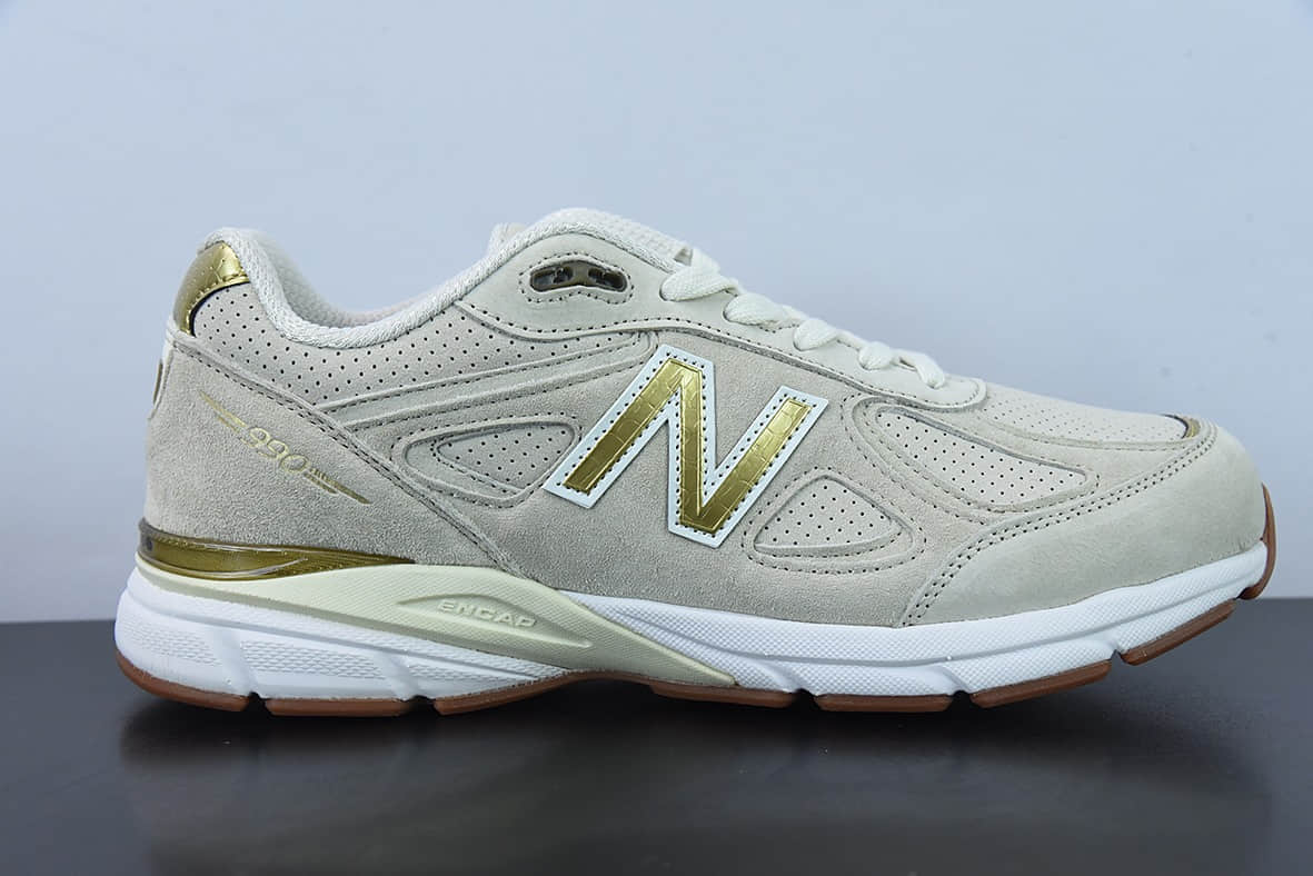 新百伦New Balance 990 V4 40周年米色限定红标灰色复古跑步鞋纯原版本 货号：M990AG4