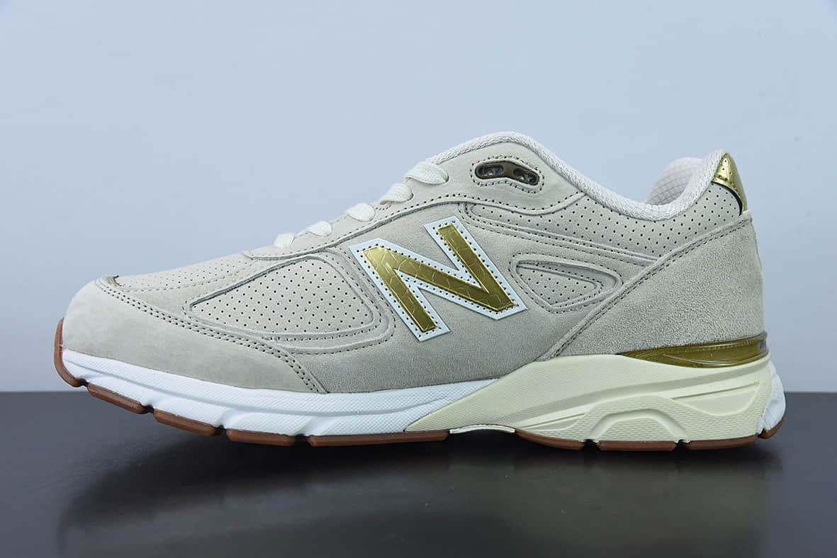 新百伦New Balance 990 V4 40周年米色限定红标灰色复古跑步鞋纯原版本 货号：M990AG4