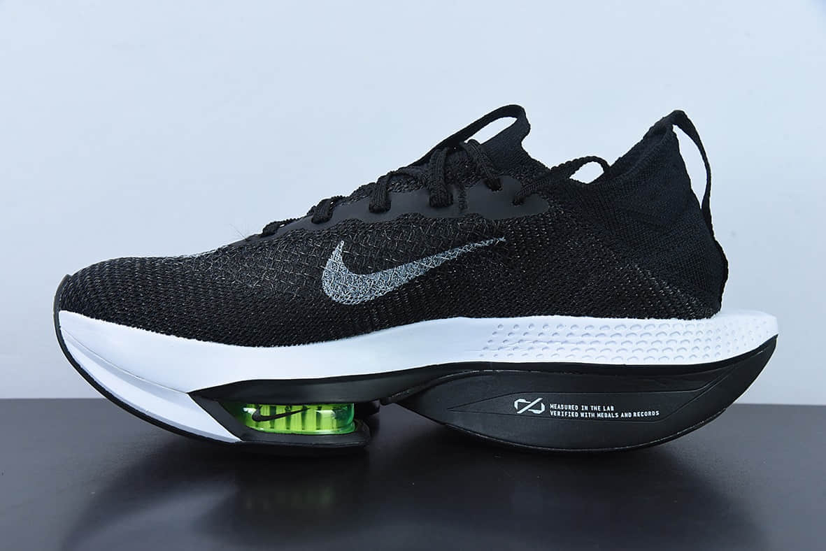 耐克Nike Air ZoomX AlphaFly NEXT% 2BlackWhite阿尔法2代系列针织黑白荧光绿马拉松气垫轻量超跑竞速运动慢跑鞋纯原版本 货号：DV9422-400