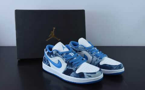 乔丹Air Jordan 1 Low 水洗单宁牛仔蓝 AJ1低帮休闲板鞋纯原版本 货号：DM8947-100