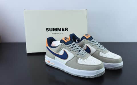 耐克NIke Air Force 1 '07 灰白蓝双勾布面空军一号低帮休闲板鞋纯原版本 货号：DG2296-021