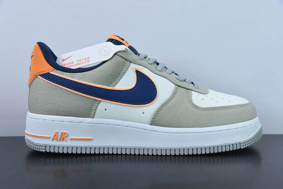 耐克NIke Air Force 1 '07 灰白蓝双勾布面空军一号低帮休闲板鞋纯原版本 货号：DG2296-021