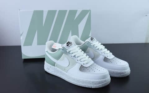 耐克Nike Air Force 1 '07 LowWhiteMatcha GreenGrey渐变白抹茶绿灰泼墨空军一号经典低帮休闲板鞋纯原版本 货号：MM6023-336