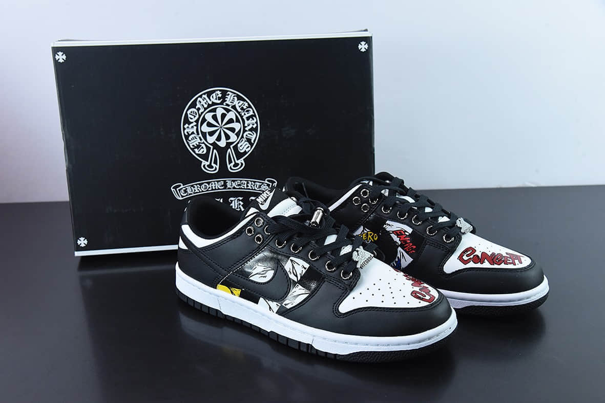 耐克Nike SB Dunk Low 黑白熊猫涂鸦低帮休闲滑板鞋纯原版本 货号：DD1391-100
