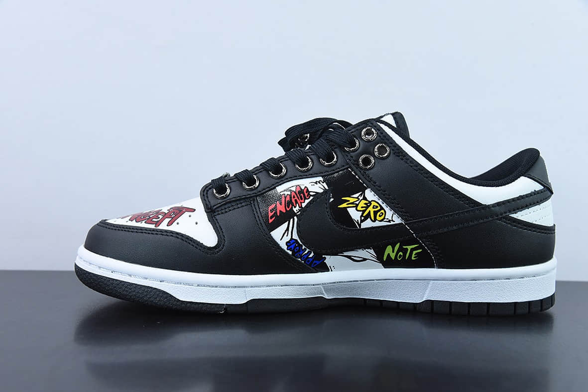 耐克Nike SB Dunk Low 黑白熊猫涂鸦低帮休闲滑板鞋纯原版本 货号：DD1391-100