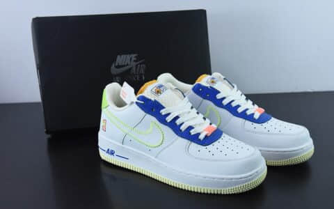 耐克Nike Air Force 1 Low GS Player One 白蓝绿空军一号低帮休闲板鞋纯原版本 货号：FB1393-111