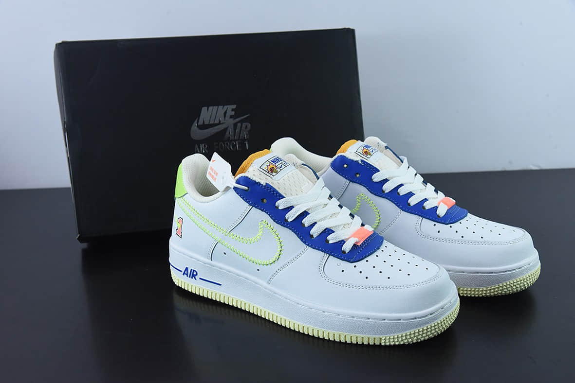 耐克Nike Air Force 1 Low GS Player One 白蓝绿空军一号低帮休闲板鞋纯原版本 货号：FB1393-111