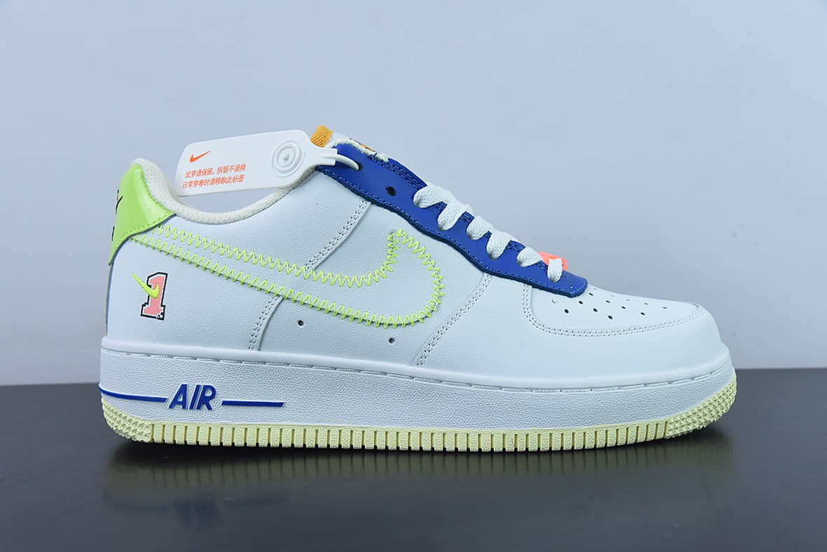 耐克Nike Air Force 1 Low GS Player One 白蓝绿空军一号低帮休闲板鞋纯原版本 货号：FB1393-111