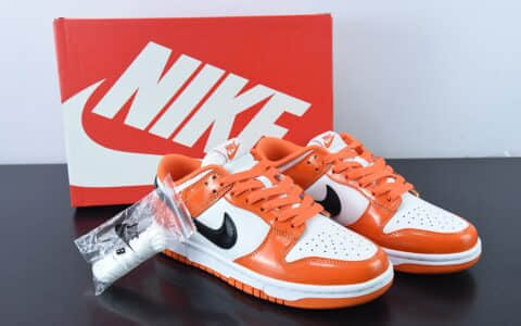 耐克Nike SB Dunk Low 漆皮南瓜白黑橙SB低帮休闲滑板鞋纯原版本 货号：DJ9955-800