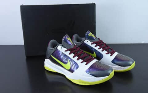 科比Kobe Zoom Kobe 5 ZK5小丑白紫绿科比5代篮球鞋纯原版本 货号：CD4991-100