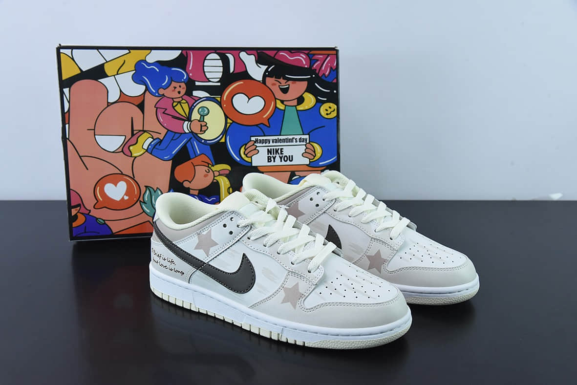 耐克Nike Dunk Low “Coconut Mik”520米白五角星定制配色低帮休闲滑板鞋纯原版本 货号：DD8052-116