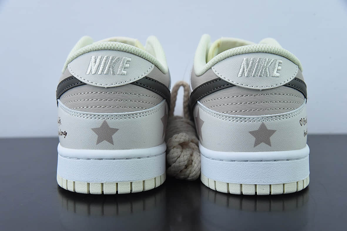 耐克Nike Dunk Low “Coconut Mik”520米白五角星定制配色低帮休闲滑板鞋纯原版本 货号：DD8052-116