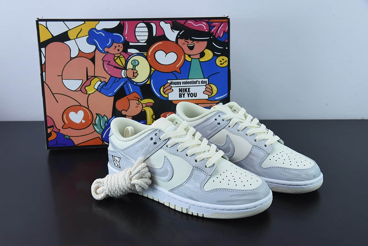 耐克Nike Dunk Low Retro “Coconut Milk”520主题定制解构 Vibe风灰白做旧纸飞机旅行涂鸦低帮板鞋纯原版本 货号：NB2206-218